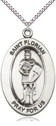 [11034SS/24SS] Sterling Silver Saint Florian Pendant on a 24 inch Sterling Silver Heavy Curb chain