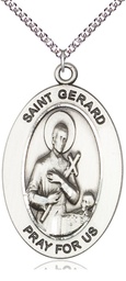 [11042SS/24SS] Sterling Silver Saint Gerard Majella Pendant on a 24 inch Sterling Silver Heavy Curb chain