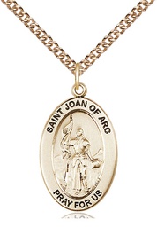 [11053GF/24GF] 14kt Gold Filled Saint Joan of Arc Pendant on a 24 inch Gold Filled Heavy Curb chain