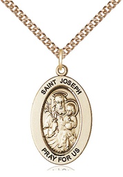 [11058GF/24GF] 14kt Gold Filled Saint Joseph Pendant on a 24 inch Gold Filled Heavy Curb chain