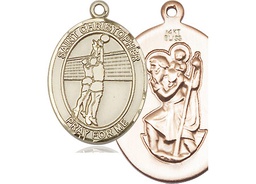 [7138KT] 14kt Gold Saint Christopher Volleyball Medal