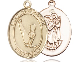 [7142KT] 14kt Gold Saint Christopher Gymnastics Medal