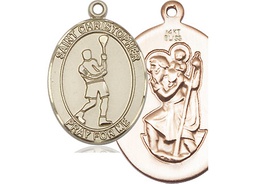 [7144KT] 14kt Gold Saint Christopher Lacrosse Medal