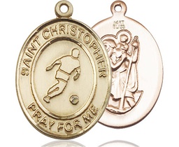 [7154KT] 14kt Gold Saint Christopher Soccer Medal