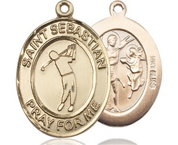 [7162KT] 14kt Gold Saint Sebastian Golf Medal