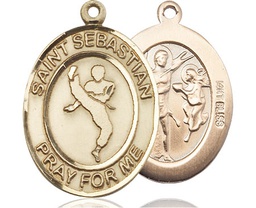 [7168KT] 14kt Gold Saint Sebastian Martial Arts Medal