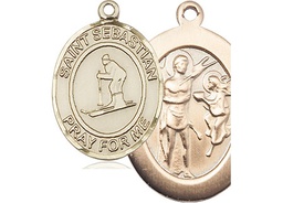 [7169KT] 14kt Gold Saint Sebastian Skiing Medal