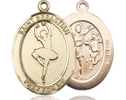 [7173KT] 14kt Gold Saint Sebastian Dance Medal