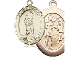 [7174KT] 14kt Gold Saint Sebastian Lacrosse Medal