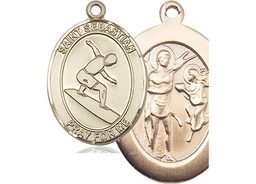 [7175KT] 14kt Gold Saint Sebastian Surfing Medal