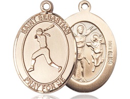 [7183KT] 14kt Gold Saint Sebastian  Softball Medal