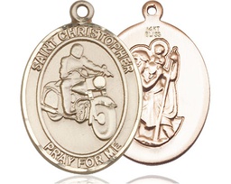 [7185KT] 14kt Gold Saint Christopher Motorcycle Medal