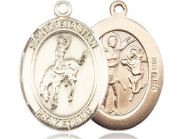 [7191KT] 14kt Gold Saint Sebastian Rodeo Medal