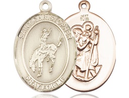 [7192KT] 14kt Gold Saint Christopher Rodeo Medal