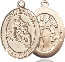 [7197KT] 14kt Gold Saint Sebastian Motorcycle Medal