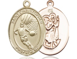 [7502KT] 14kt Gold Saint Christopher Basketball Medal