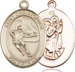 [7504KT] 14kt Gold Saint Christopher Hockey Medal