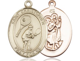 [7505KT] 14kt Gold Saint Christopher Tennis Medal
