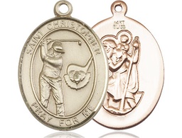 [7506KT] 14kt Gold Saint Christopher Golf Medal