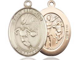 [7602KT] 14kt Gold Saint Sebastian Basketball Medal
