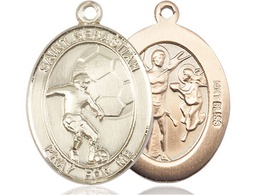 [7603KT] 14kt Gold Saint Sebastian Soccer Medal