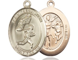 [7609KT] 14kt Gold Saint Sebastian Track and Field Medal