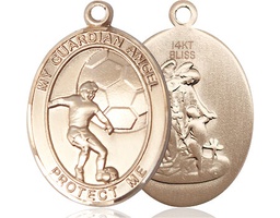 [7703KT] 14kt Gold Guardian Angel Soccer Medal