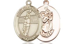 [8138KT] 14kt Gold Saint Christopher Volleyball Medal
