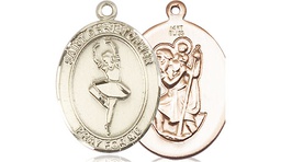 [8143KT] 14kt Gold Saint Christopher Dance Medal