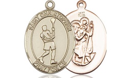 [8144KT] 14kt Gold Saint Christopher Lacrosse Medal