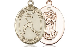 [8145KT] 14kt Gold Saint Christopher Softball Medal