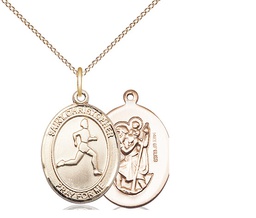 [8149GF/18GF] 14kt Gold Filled Saint Christopher Track&amp;Field Pendant on a 18 inch Gold Filled Light Curb chain