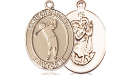 [8152KT] 14kt Gold Saint Christopher Golf Medal