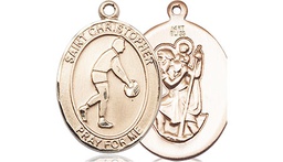 [8153KT] 14kt Gold Saint Christopher Basketball Medal