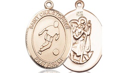 [8154KT] 14kt Gold Saint Christopher Soccer Medal