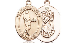 [8156KT] 14kt Gold Saint Christopher Tennis Medal