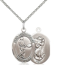 [8156SS/18SS] Sterling Silver Saint Christopher Tennis Pendant on a 18 inch Sterling Silver Light Curb chain