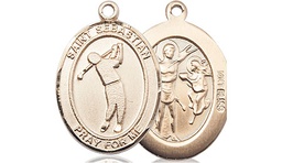 [8162KT] 14kt Gold Saint Sebastian Golf Medal