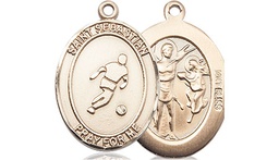 [8164KT] 14kt Gold Saint Sebastian Soccer Medal