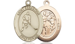 [8165KT] 14kt Gold Saint Sebastian Ice Hockey Medal