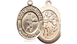 [8166KT] 14kt Gold Saint Sebastian Tennis Medal