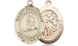 [8169KT] 14kt Gold Saint Sebastian Skiing Medal