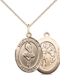 [8173GF/18GF] 14kt Gold Filled Saint Sebastian Dance Pendant on a 18 inch Gold Filled Light Curb chain