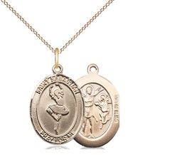 [8173GF/18GF] 14kt Gold Filled Saint Sebastian Dance Pendant on a 18 inch Gold Filled Light Curb chain
