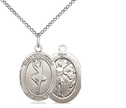 [8173SS/18SS] Sterling Silver Saint Sebastian Dance Pendant on a 18 inch Sterling Silver Light Curb chain