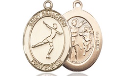 [8177KT] 14kt Gold Saint Sebastian Figure Skating Medal