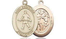 [8178KT] 14kt Gold Saint Sebastian Field Hockey Medal