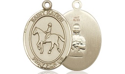 [8182KT] 14kt Gold Saint Kateri Equestrian Medal