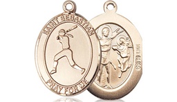 [8183KT] 14kt Gold Saint Sebastian  Softball Medal