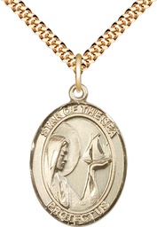 [7101GF/24G] 14kt Gold Filled Our Lady Star of the Sea Pendant on a 24 inch Gold Plate Heavy Curb chain